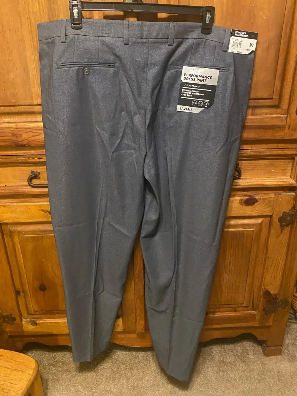 Savane Performance Dress Pants Grey Flat Front Brushed Nickel 42x32 NWT